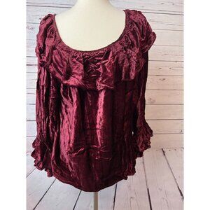 NWT Bila Velvet Blouse Prairie whimsigoth Ruffle Shirt Velour Boho Medium India‎